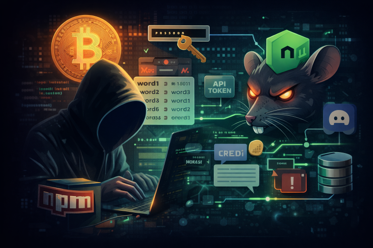 Novo malware NodeCordRAT se espalha por pacotes npm com temática Bitcoin e ameaça desenvolvedores