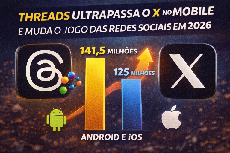 Threads ultrapassa o X no mobile e redefine o jogo das redes sociais em 2026