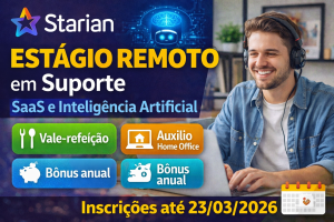Starian abre estágio remoto em Suporte com foco em Inteligência Artificial e soluções SaaS em 2026