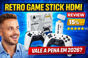🎮 Review Completa do Game Stick M15 HDMI Retrô com 2 Controles — Vale a Pena em 2026?