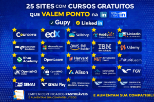 25 PLATAFORMAS DE CURSOS GRATUITOS QUE AUMENTAM SUA PONTUAÇÃO NA GUPY E SUA VISIBILIDADE NO LINKEDIN