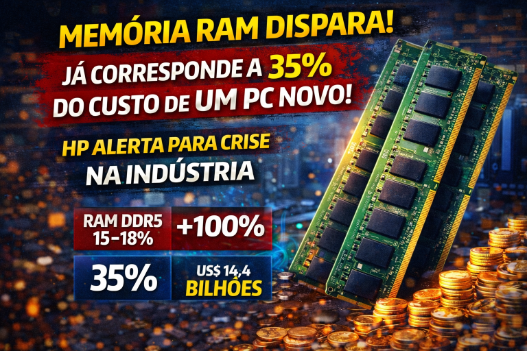 Memória RAM Dispara e Já Representa 35% do Custo de um PC Novo: HP Revela Escalada de Preços e Alerta Para Novo Cenário na Indústria