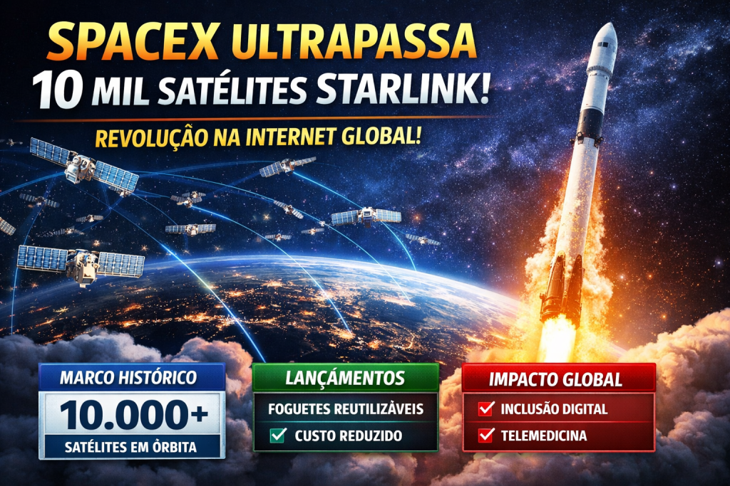 REVOLUÇÃO ORBITAL: SPACEX ULTRAPASSA 10 MIL SATÉLITES STARLINK E TRANSFORMA A INTERNET GLOBAL