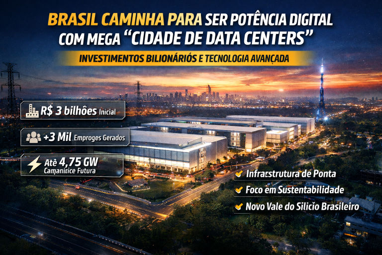 BRASIL AVANÇA PARA SE TORNAR POTÊNCIA DIGITAL COM MEGA “CIDADE DE DATA CENTERS” E INVESTIMENTOS BILIONÁRIOS