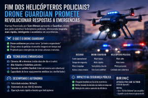 Fim dos Helicópteros Policiais? Drone Guardian Promete Revolucionar Operações de Emergência com IA, Satélite e Alta Precisão
