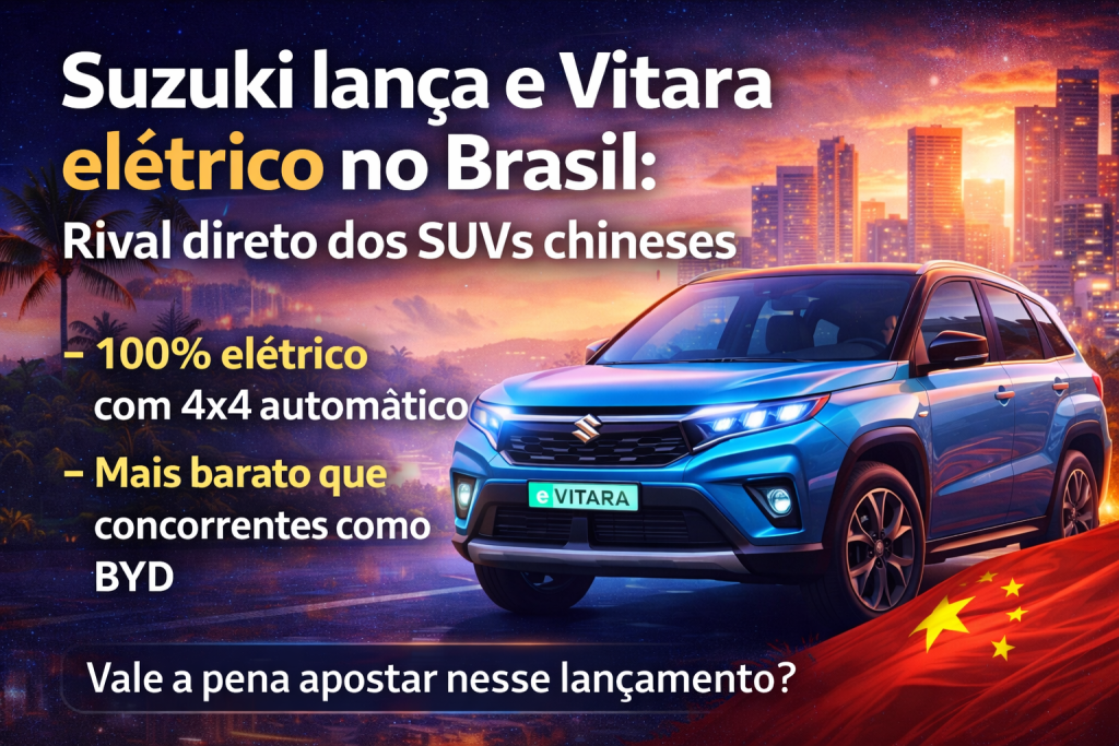 Suzuki e Vitara Elétrico Chega ao Brasil e Promete Disputar Espaço com Gigantes Chinesas no Mercado de SUVs Tecnológicos