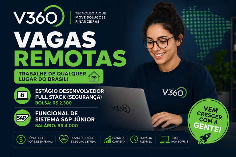 V360 abre novas vagas home office para profissionais de tecnologia