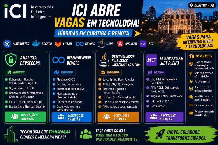 ICI abre vagas em tecnologia para DevOps, DevSecOps, Java, Angular e .NET com oportunidade home office