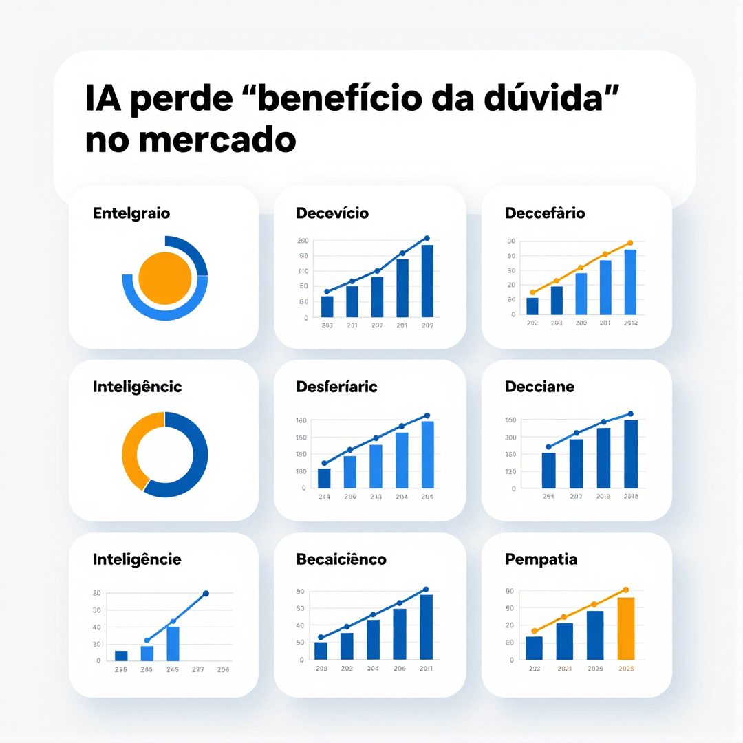 Infográfico - IA perde ‘benefício da dúvida’ no mercado: como a inteligência artificial enfrenta a realidade econômica