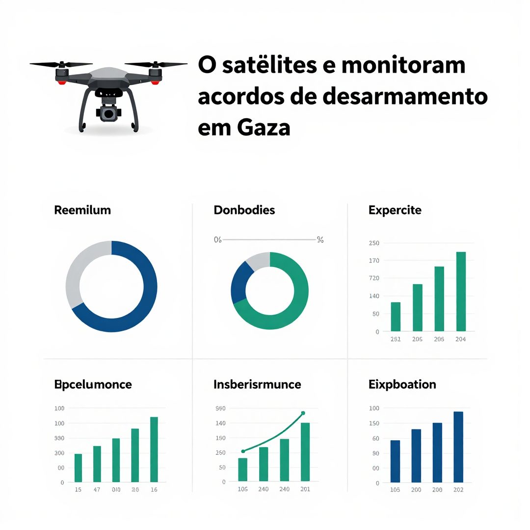 Infográfico - Drones e satélites monitoram acordos de desarmamento em Gaza: um uso inédito da tecnologia militar civilizada