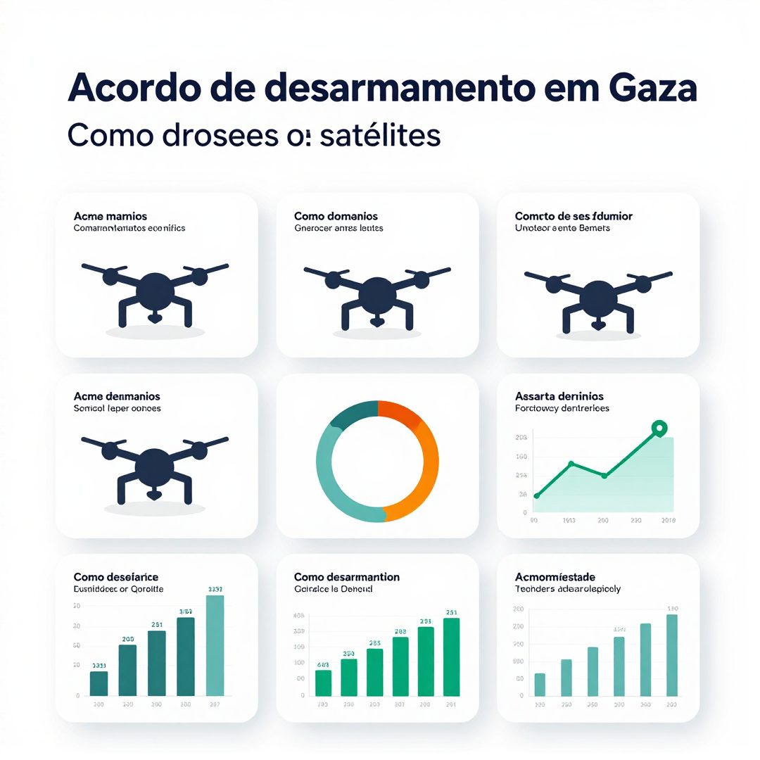 Infográfico - Acordo de desarmamento em Gaza: como drones e satélites verificam tratados de paz