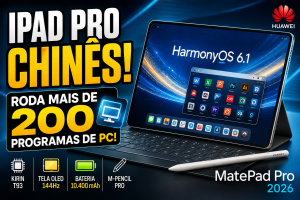 Huawei MatePad Pro 2026 chega com tela OLED de 144 Hz e suporte a mais de 200 programas de PC