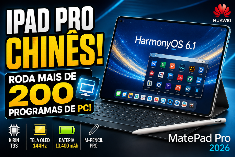 Huawei MatePad Pro 2026 chega com tela OLED de 144 Hz e suporte a mais de 200 programas de PC