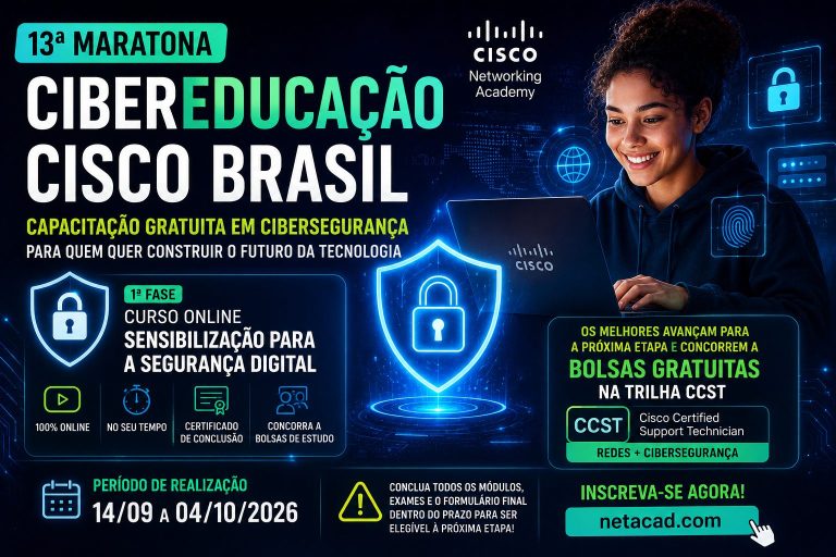 Cisco abre inscrições para a 13ª Maratona CiberEducação com bolsas gratuitas em Cibersegurança