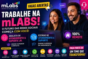 mLabs abre vagas remotas para Analista e Estágio em Atendimento & Suporte com benefícios nacionais