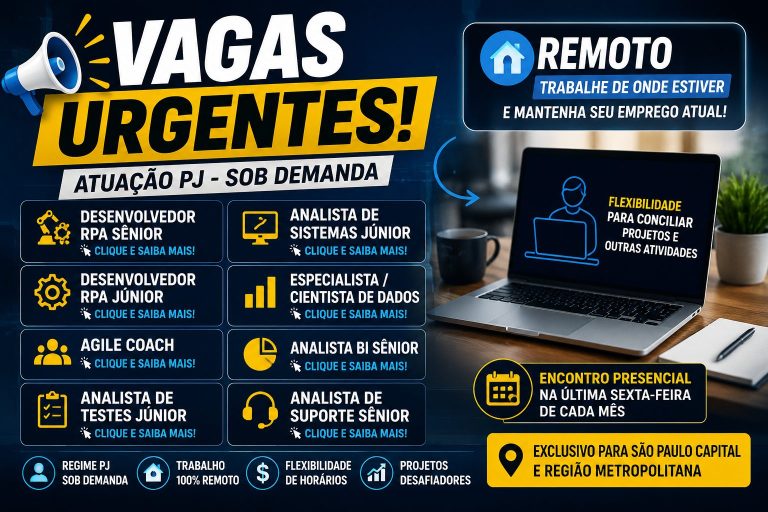 Empresa abre vagas remotas sob demanda para profissionais de tecnologia em São Paulo