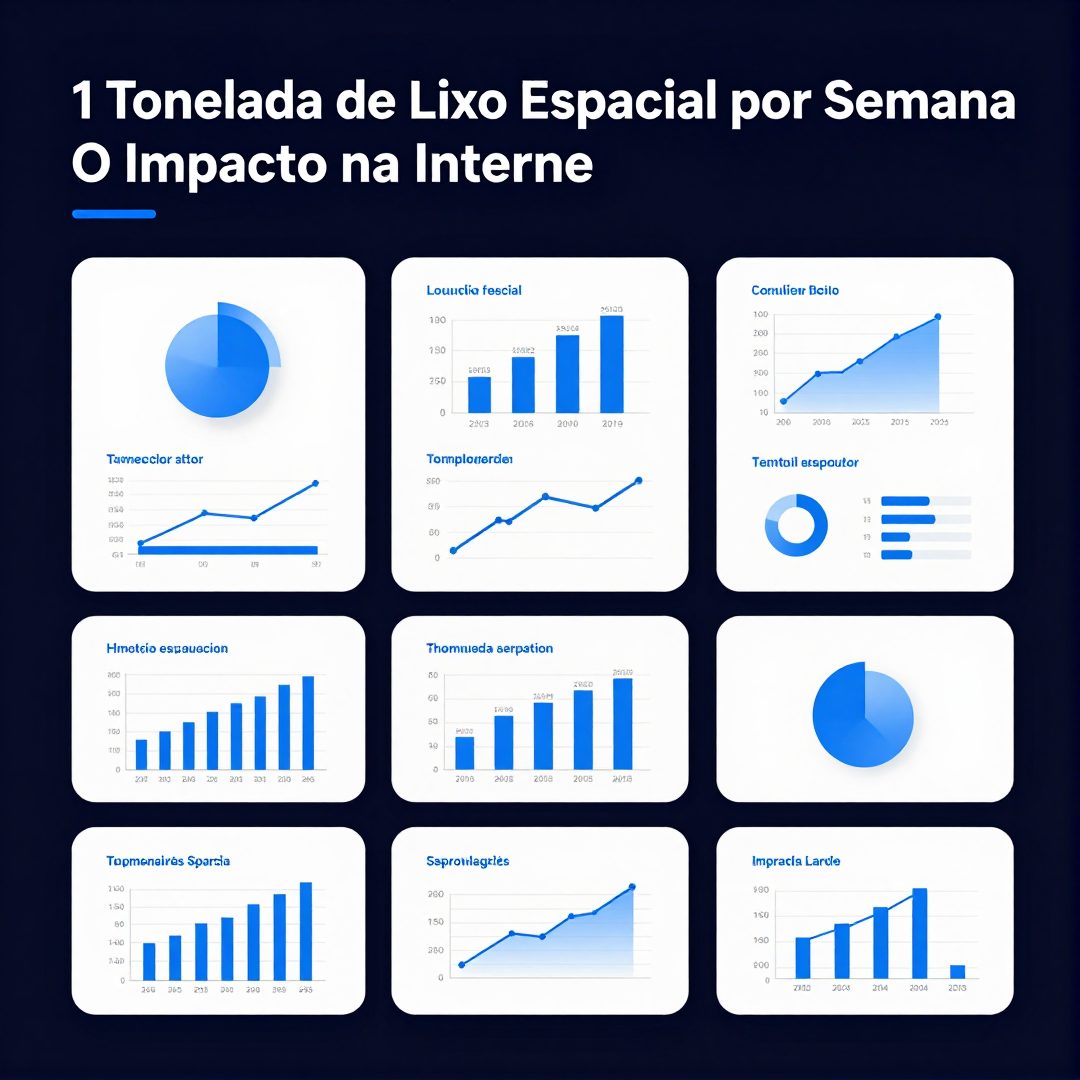 Infográfico - 1 Tonelada de Lixo Espacial por Semana: O Impacto na Internet Global e a Revolução da Inteligência Artificial no Control