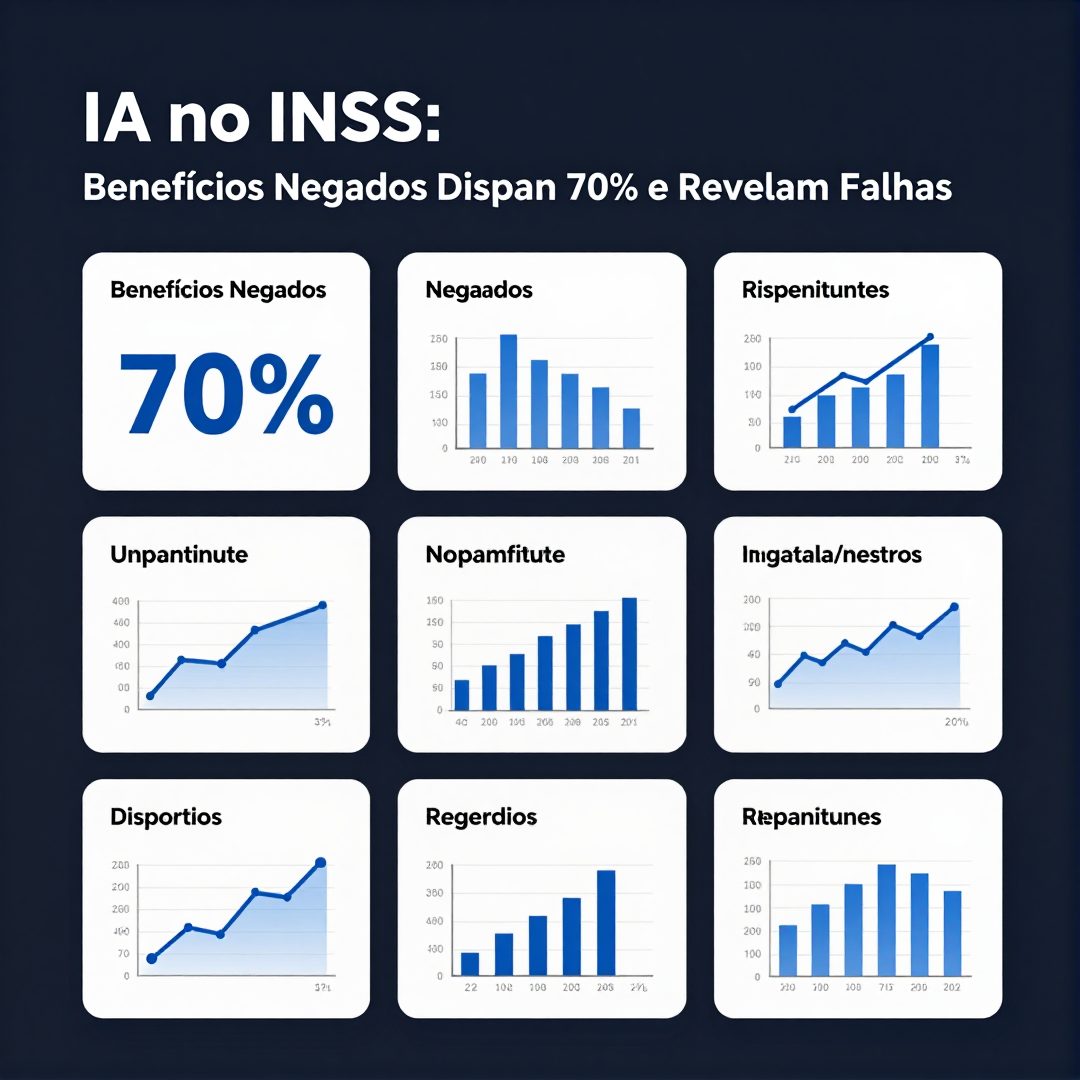 Infográfico - IA no INSS: Benefícios Negados Disparam 70% e Revelam Falhas na Tomada de Decisão