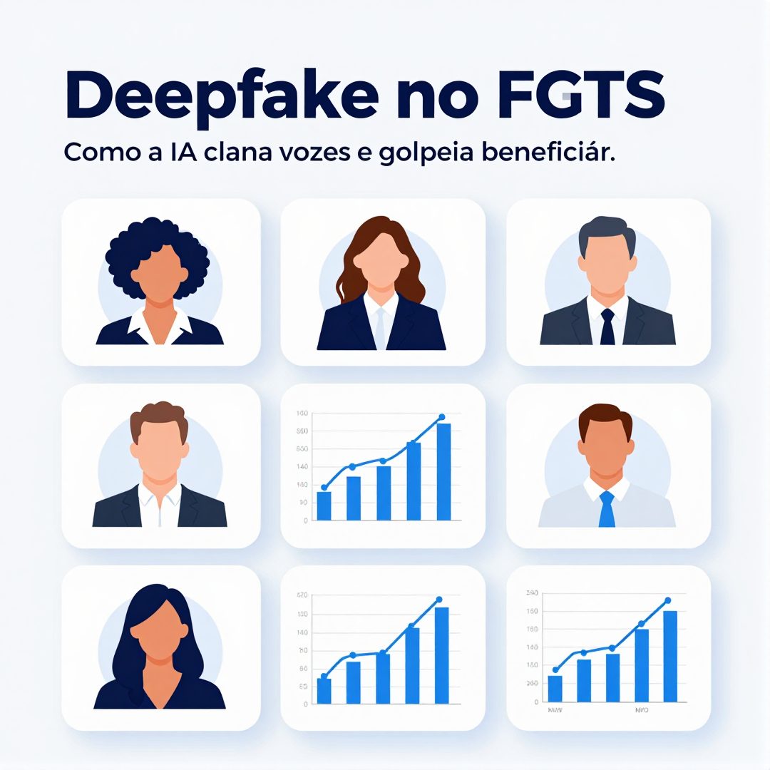 Infográfico - Deepfake no FGTS: como a IA clona vozes e golpeia beneficiários do auxílio emergencial