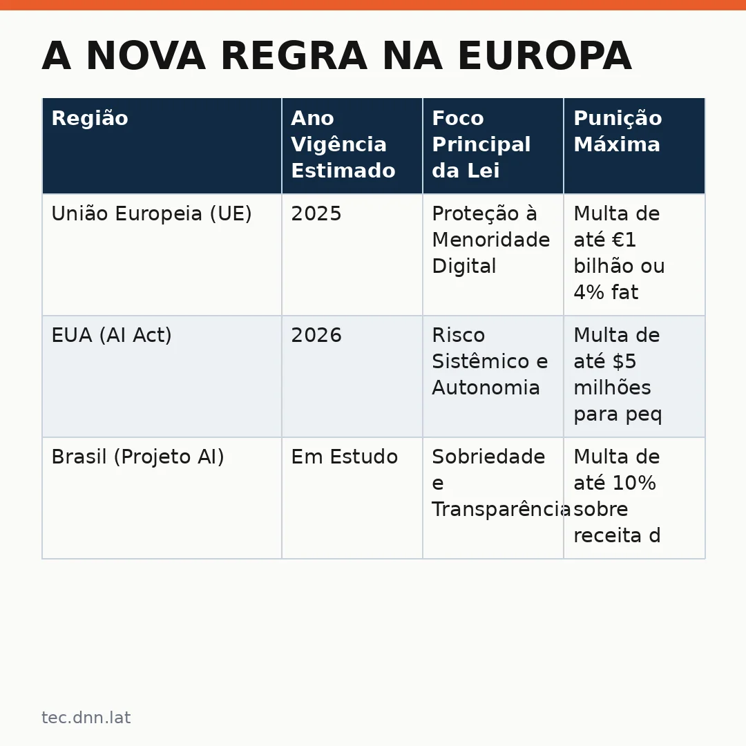 Infográfico - A Nova Regra na Europa: Chatbots e Menores em Foco