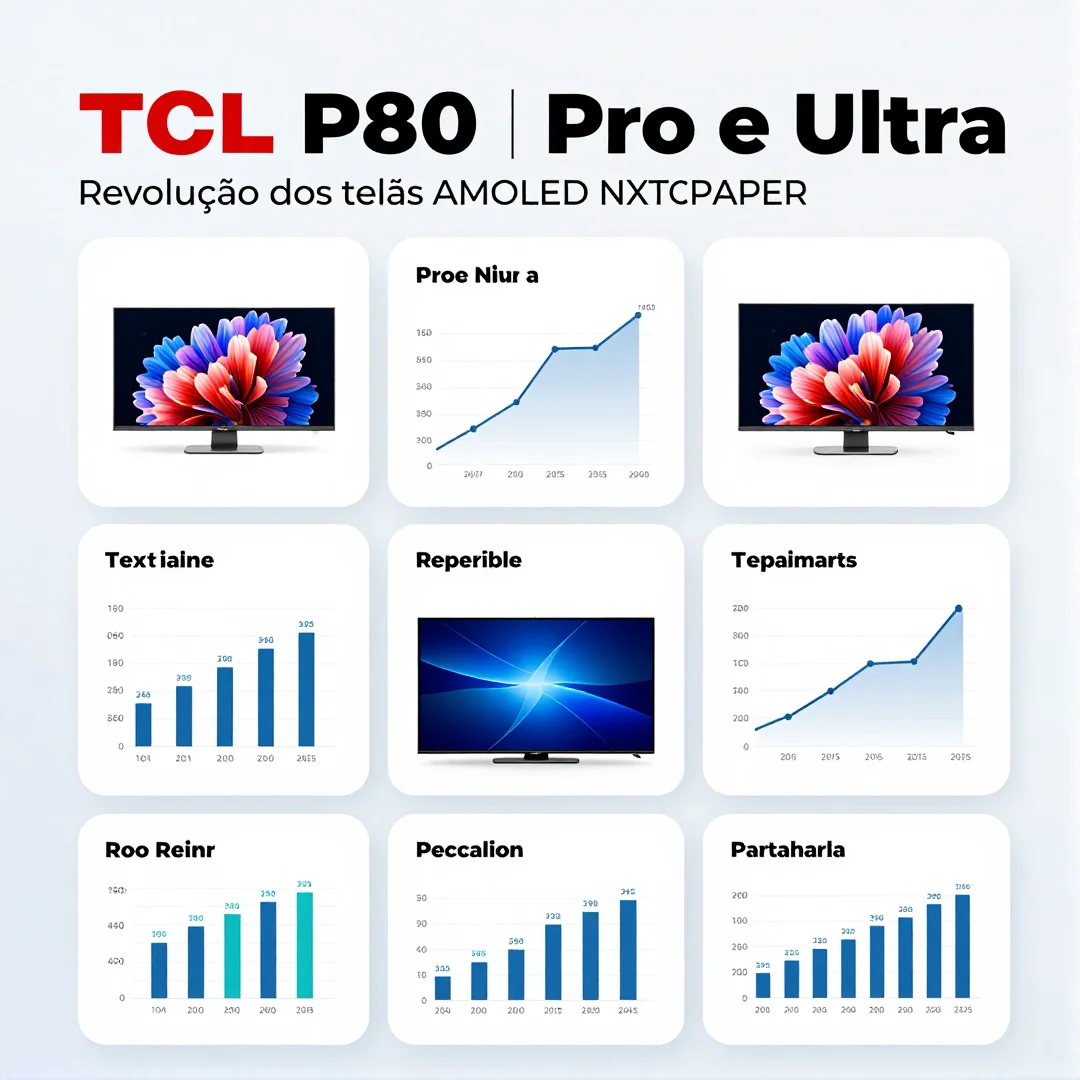 Infográfico - TCL P80, Pro e Ultra: a revolução dos telas AMOLED NXTPAPER desafia a hegemonia do Android