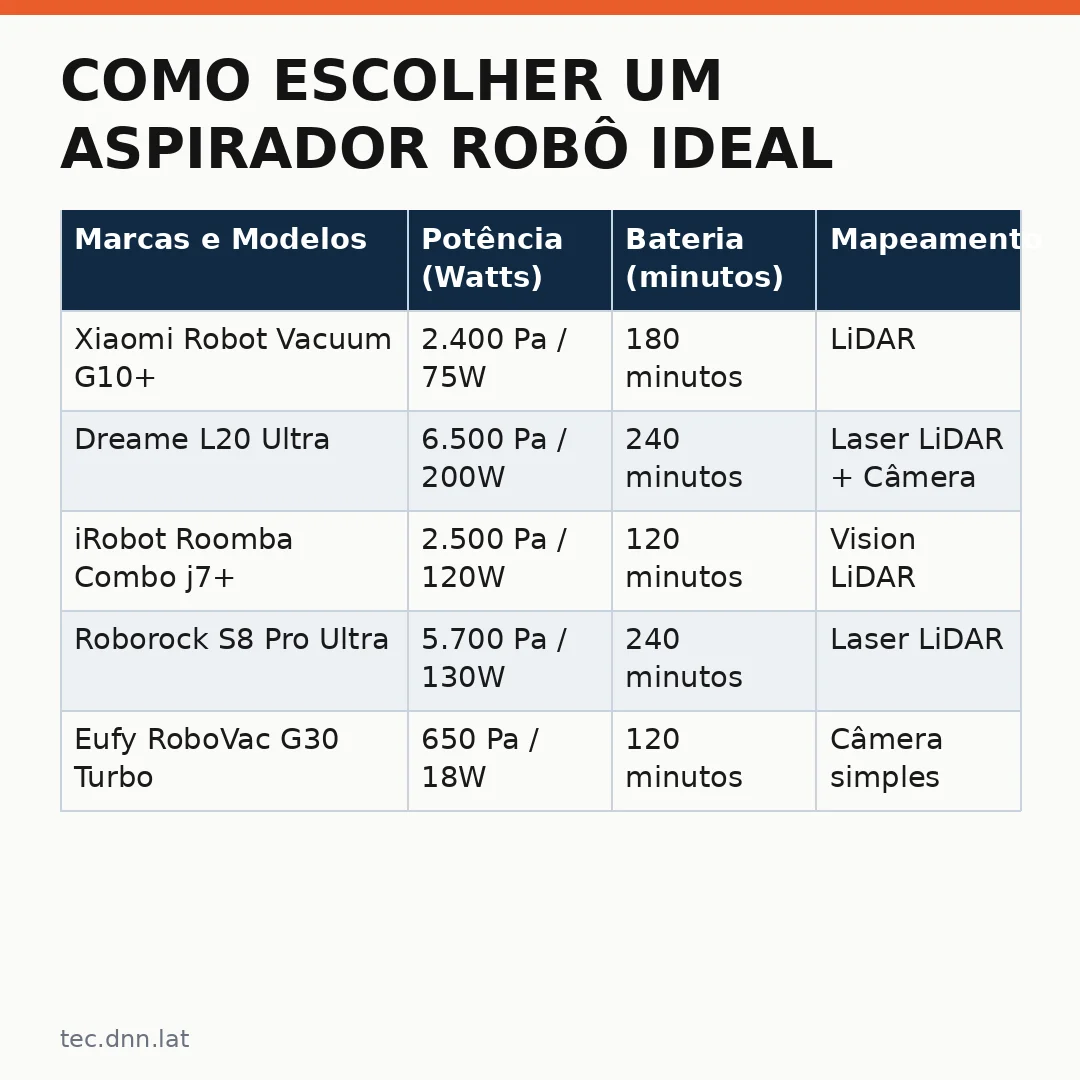Infográfico - Como escolher um aspirador robô ideal para sua casa em 2026: guia completo e 10 dicas práticas