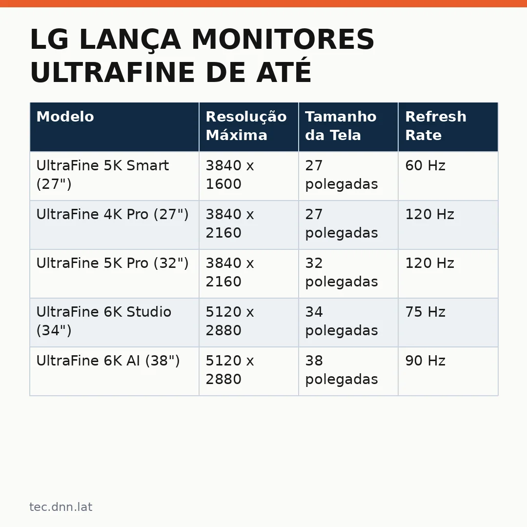 Infográfico - LG lança Monitores UltraFine de até 6K e Smart Monitors no Brasil: tudo o que você precisa saber