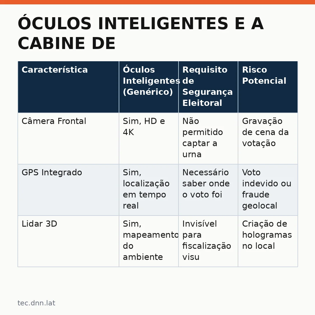 Infográfico - Óculos Inteligentes e a Cabine de Votação: O Risco do "One concern T3 T5" na Eleição Brasileira