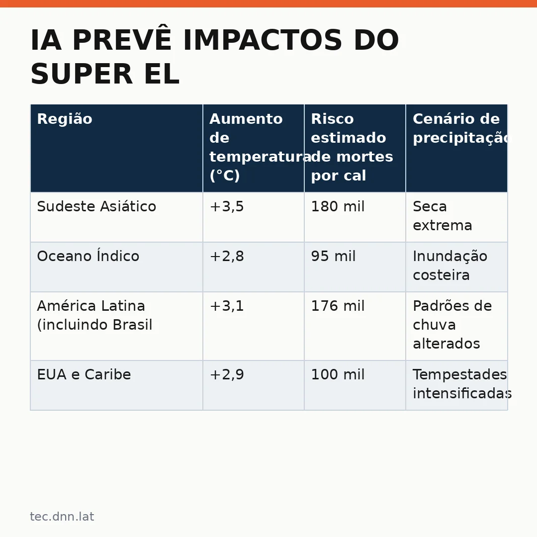 Infográfico - IA prevê impactos do Super El Niño: Brasil acelera alerta climático com tecnologia de ponta