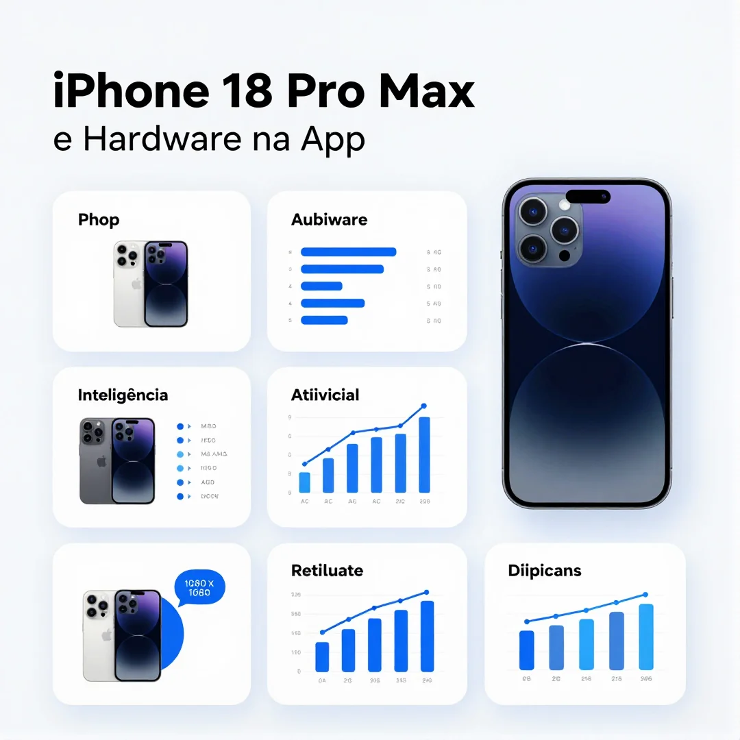 Infográfico - iPhone 18 Pro Max: Inteligência Artificial e Hardware na Apple