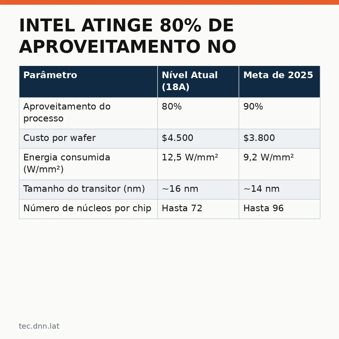 Infográfico - Intel atinge 80% de aproveitamento no processo 18A com chips Panther Lake
