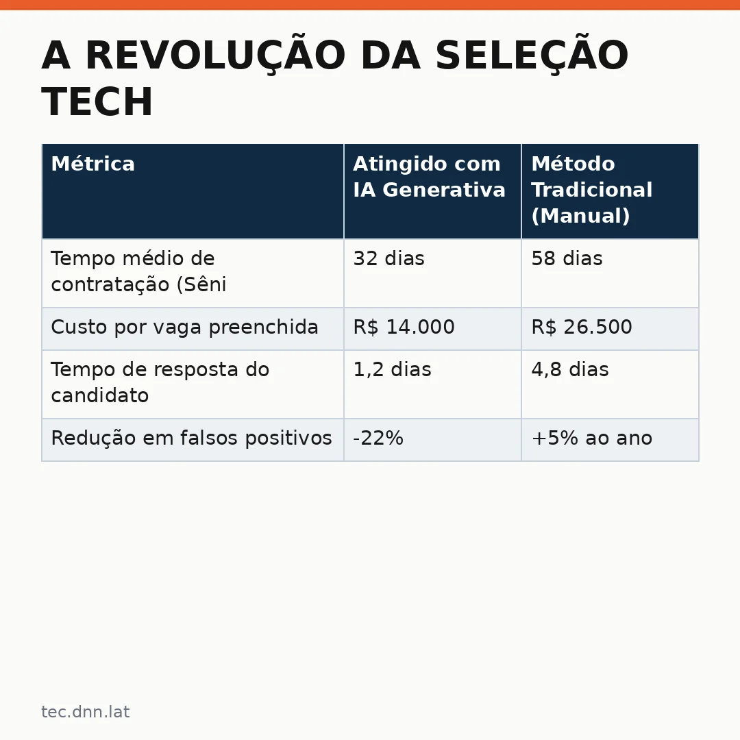 Infográfico - A Revolução da Seleção Tech: Benefícios e Riscos da IA Generativa nos Processos Seletivos
