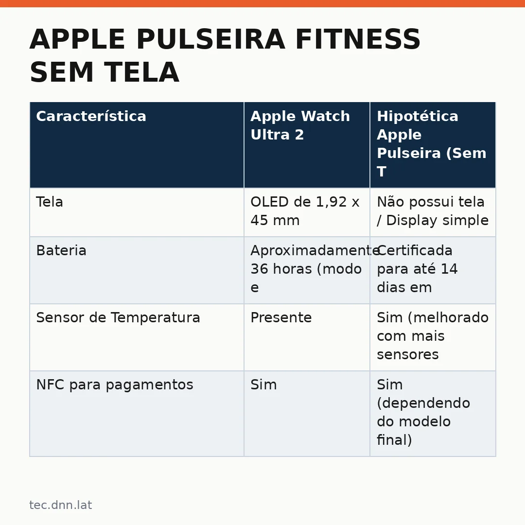 Infográfico - Apple pulseira fitness sem tela: uma aposta estratégica da empresa no nicho minimalista