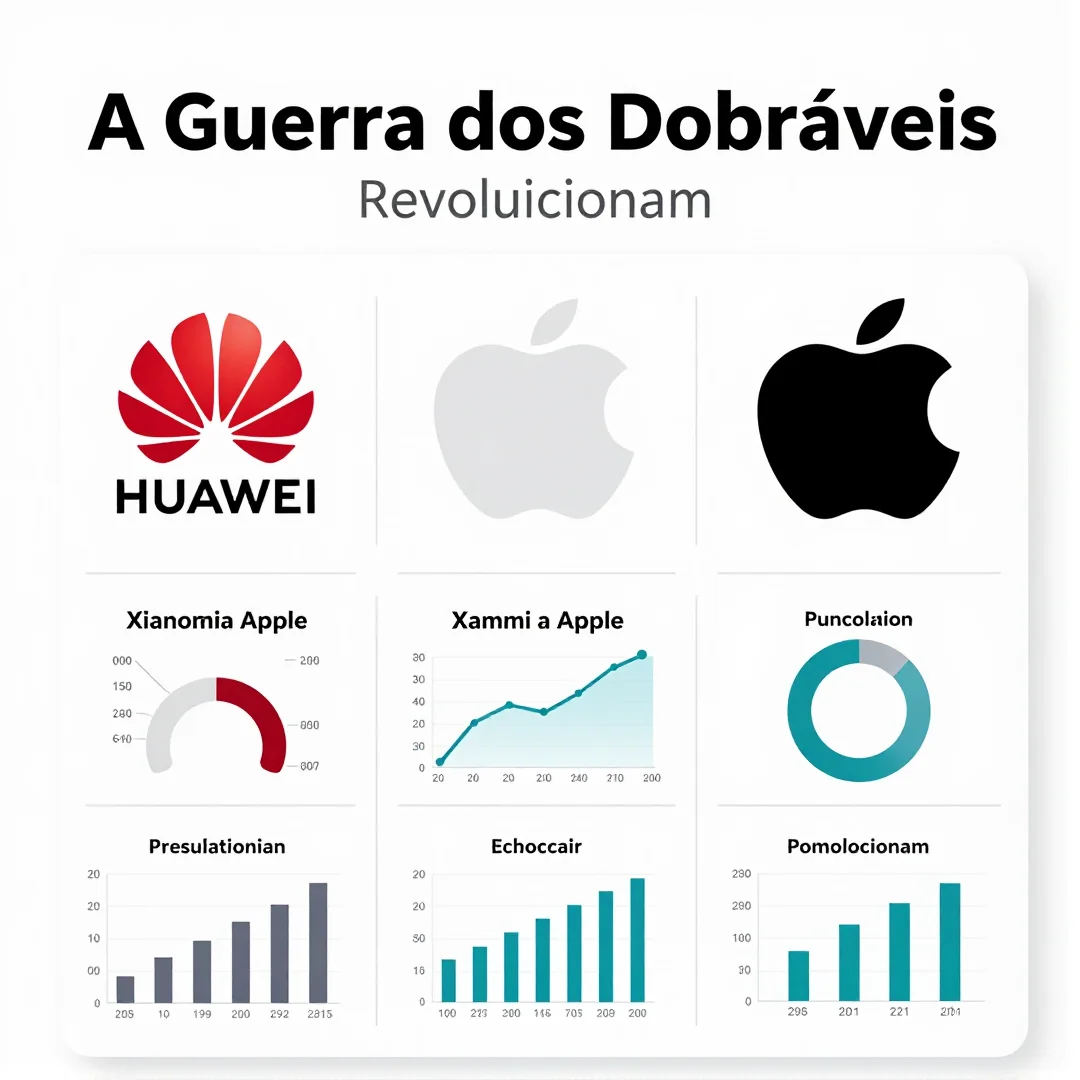 Infográfico - A Guerra dos Dobráveis: Huawei, Xiaomi e Apple Revolucionam o Mercado com IA
