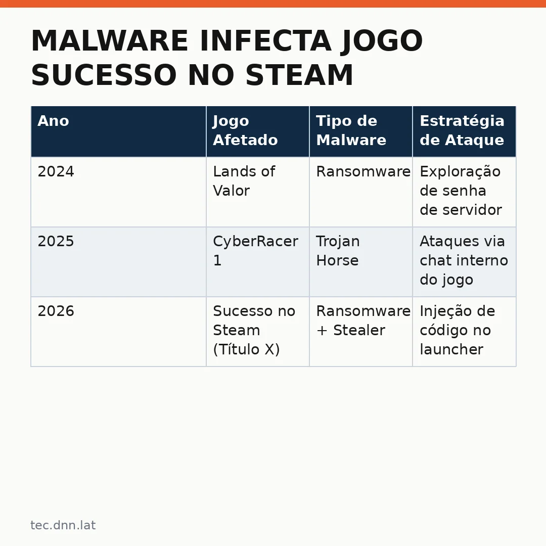 Infográfico - Malware infecta jogo sucesso no Steam: o que isso revela sobre segurança digital em 2026
