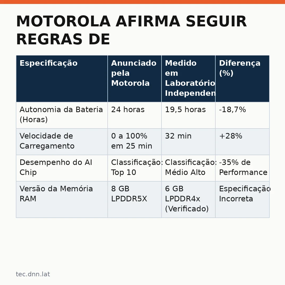 Infográfico - Motorola afirma seguir regras de transparência, mas o que as evidências realmente revelam