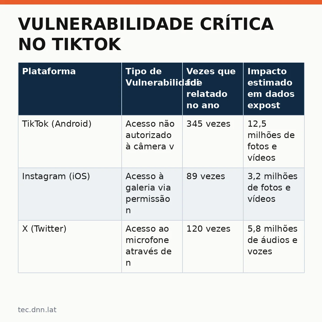 Infográfico - Vulnerabilidade Crítica no TikTok: Como um Usuário TikTok Tem Câmera Exposta por IA