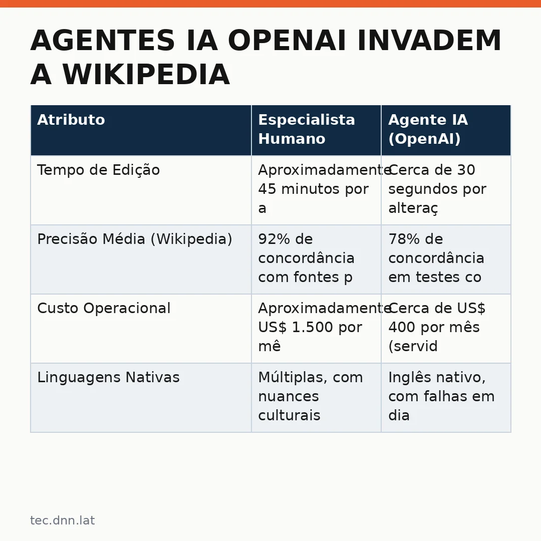 Infográfico - Agentes IA OpenAI invadem a Wikipedia: O Futuro da Informação Colaborativa