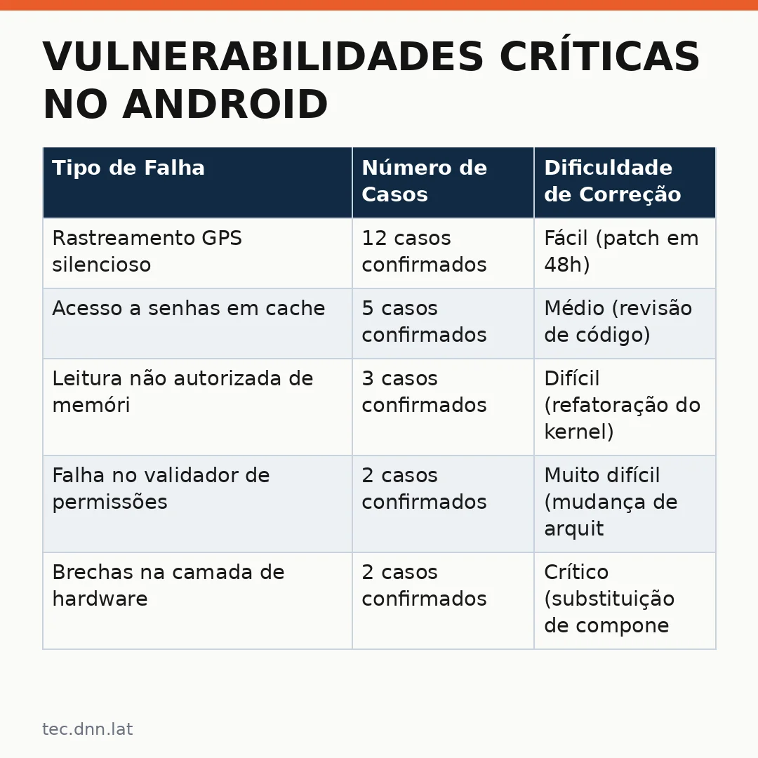 Infográfico - Vulnerabilidades Críticas no Android: GitHub Descobre Falha de Rastreamento GPS