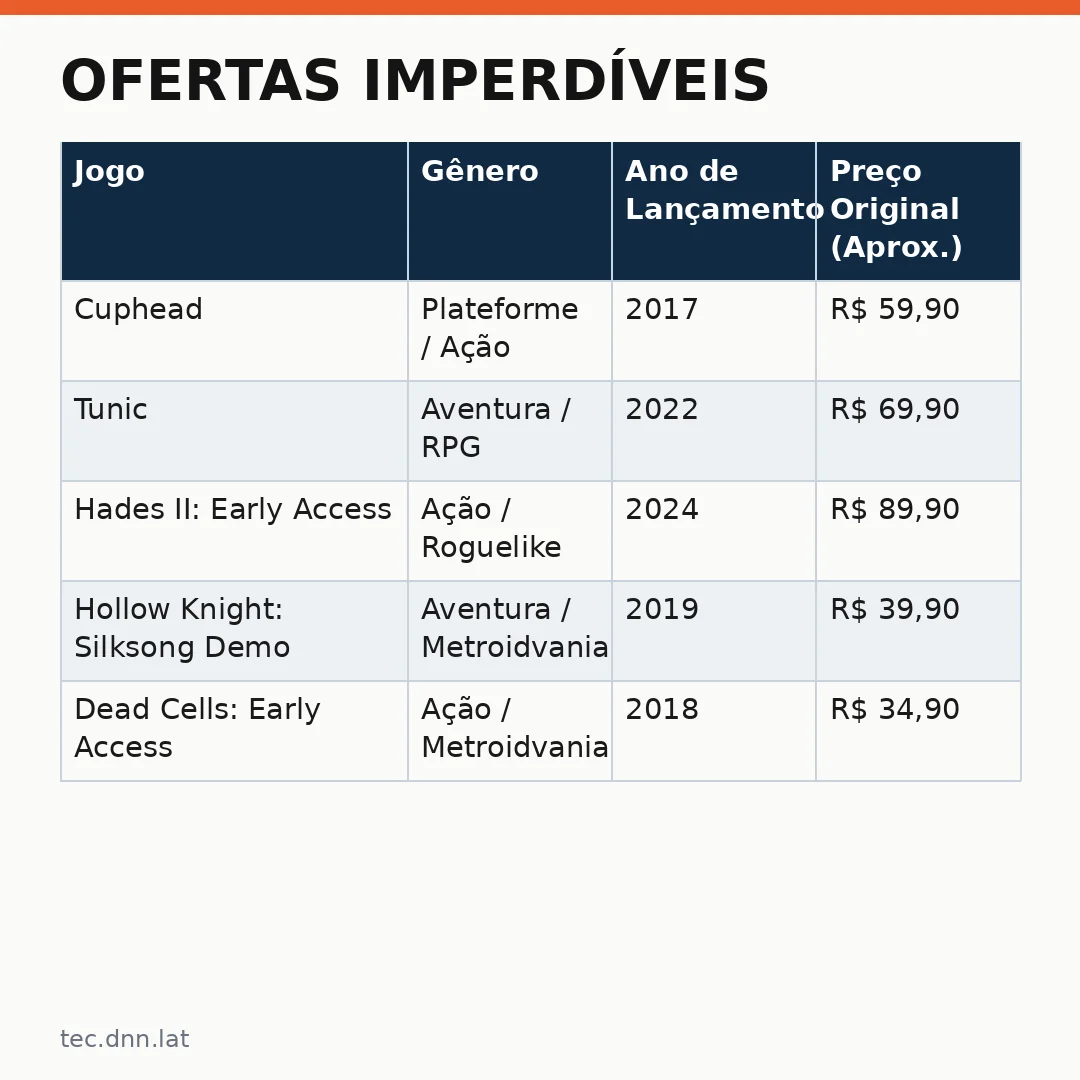 Infográfico - Ofertas imperdíveis: jogos de PC por menos de R$ 20 que você precisa conhecer