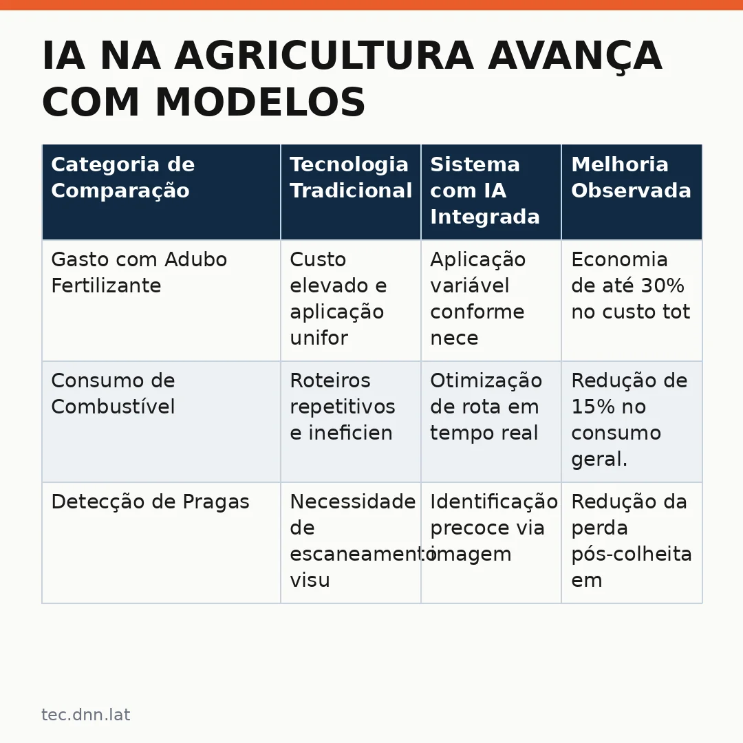 Infográfico - IA na agricultura avança com modelos preditivos e sensores inteligentes