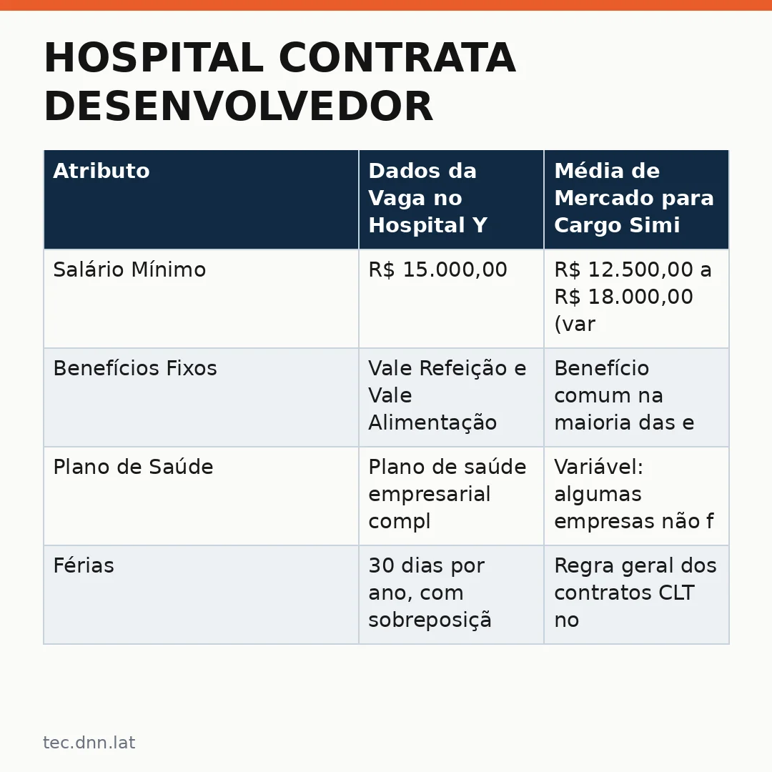Infográfico - Hospital contrata Desenvolvedor Aplicações: o que esperar da vaga no Hospital Y