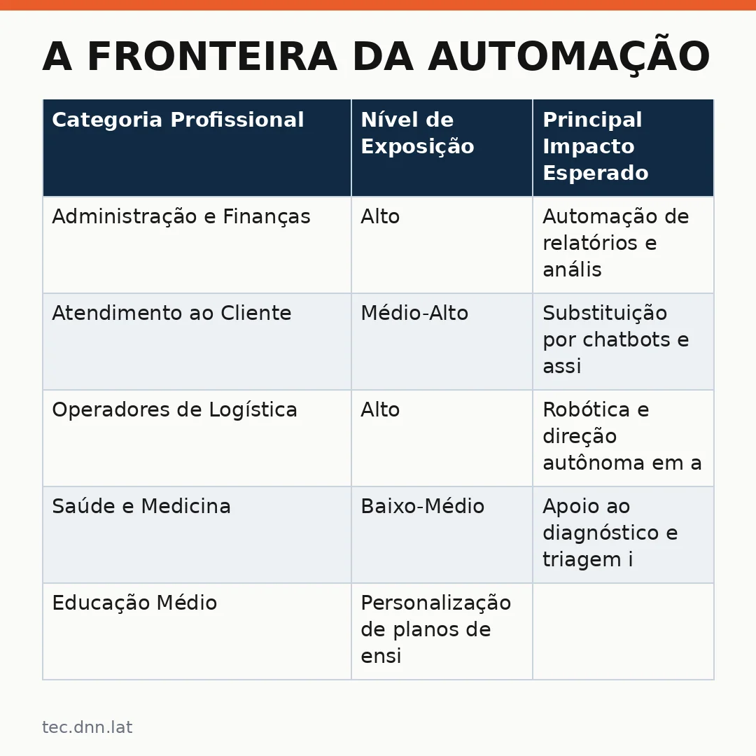 Infográfico - A Fronteira da Automação: Como a IA Impacta 40% dos Empregos Globais