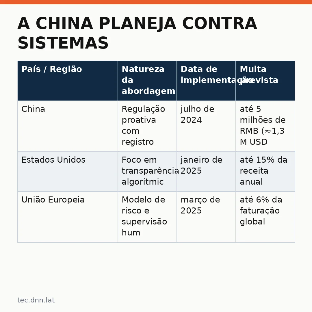 Infográfico - A China planeja contra sistemas: a nova fronteira da regulação de IA social no país asiático