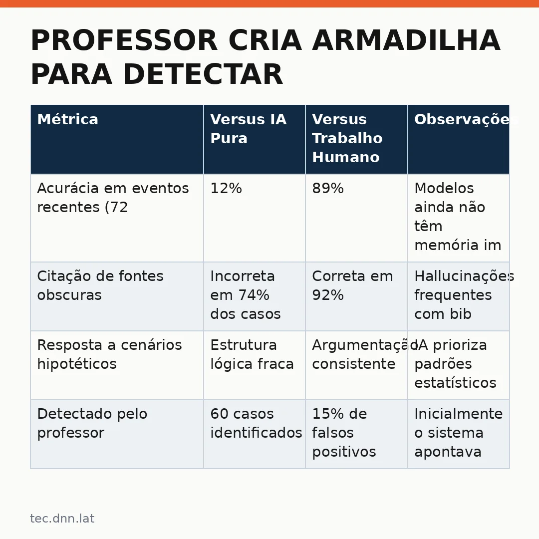 Infográfico - Professor cria armadilha para detectar alunos usando IA: experimento revela limites dos modelos